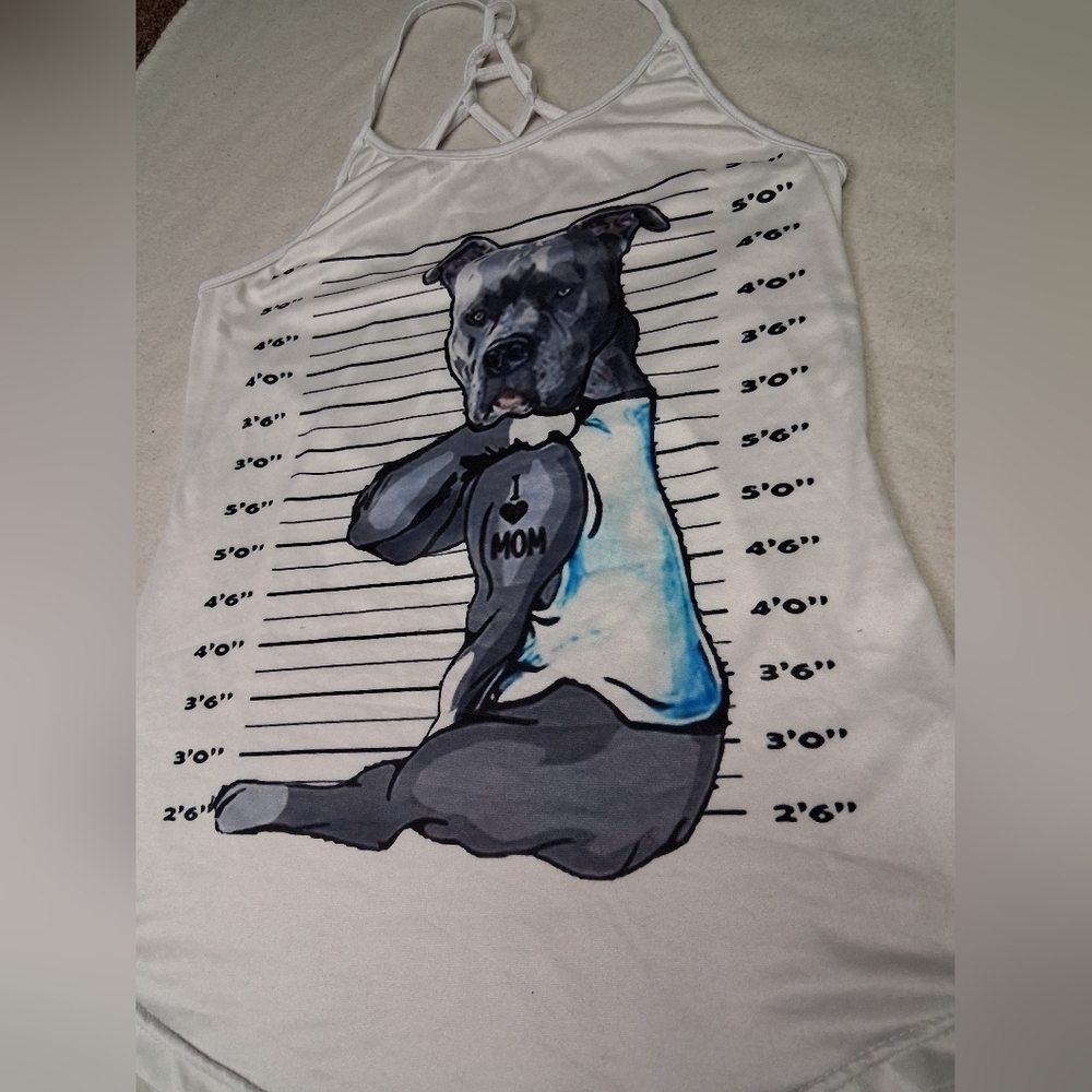 4/20$ ➡️ Dog Graphic White Tank Top